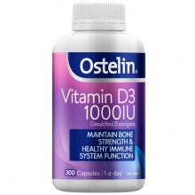 【特价25年8月】Ostelin 维生素D3 Vitamin D3 1000IU Vitamin D - 300 Capsules Exclusive Size
